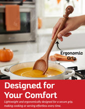 Load image into Gallery viewer, Acacia Wood Cooking Utensil Set with Skull Handles – 4-Piece FSC Certified Acacia Wood Kitchen Tools, Eco-Friendly Nonstick Safe Cooking Utensils (Spatula, Spoon, Slotted Turner, Slotted Spoon)
