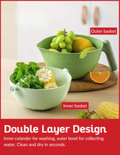 Load image into Gallery viewer, Multi Functional Draining Basket – Double Layer Colander &amp; Bowl for, Fruits &amp; Vegetables – Durable BPA-Free, Dishwasher Safe (Avocado Green)
