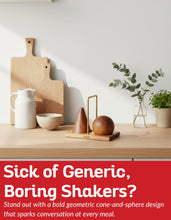 Load image into Gallery viewer, Acacia Wood Salt and Pepper Shaker Set – 2-Piece with Storage Base and Titanium Handle – Elegant Wooden Spice Holder for Kitchen and Dining Table
