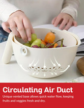 Load image into Gallery viewer, Multi Functional Draining Basket – Double Layer Colander &amp; Bowl for Pasta, Fruits &amp; Vegetables – Durable BPA-Free, Dishwasher Safe (Milky White).
