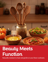 Load image into Gallery viewer, Acacia Wood Cooking Utensil Set with Skull Handles – 4-Piece FSC Certified Acacia Wood Kitchen Tools, Eco-Friendly Nonstick Safe Cooking Utensils (Spatula, Spoon, Slotted Turner, Slotted Spoon)
