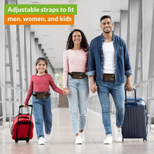 Load image into Gallery viewer, Boxiki Travel Brown Money Belt with RFID Sleeves Set - 8 Pcs Navy Blue | Secure Waist Bag and RFID Card Holder for Men and Women

