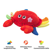 Load image into Gallery viewer, Musical Plush Crab Baby Toy with Nursery Rhymes and Sensory Sound Button, Crawling Tummy Time Companion for 3 Month Old Infants, Soft Huggable Newborn Stuffed Animal Developmental Toy
