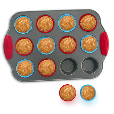 12-Cup Mini Muffin Pan + Silicone Muffin Cup Liners by Boxiki Kitchen - Boxiki Kitchen