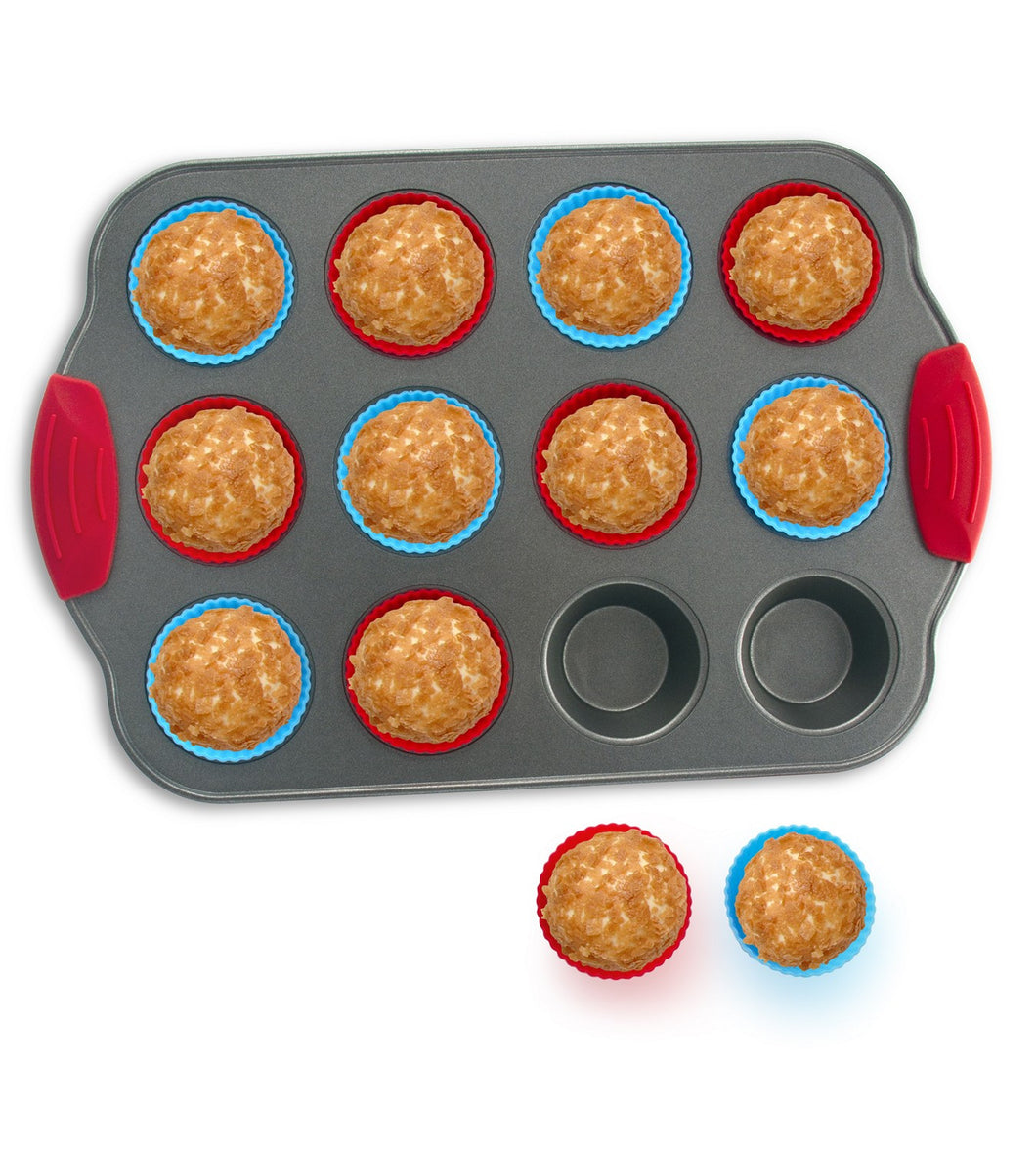 12-Cup Mini Muffin Pan + Silicone Muffin Cup Liners by Boxiki Kitchen - Boxiki Kitchen