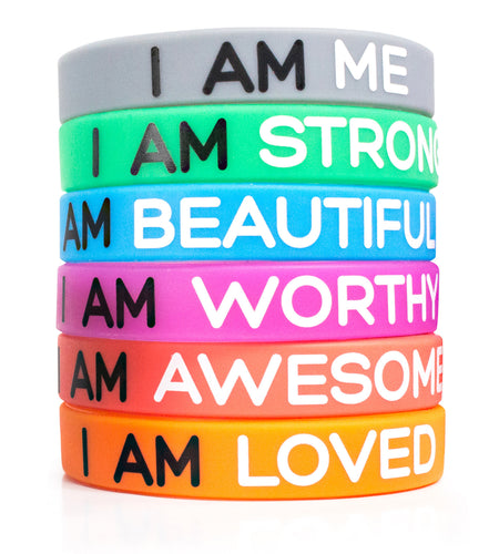 6-Piece Multicolor Inspirational Silicone Wristbands by Solza - Solza