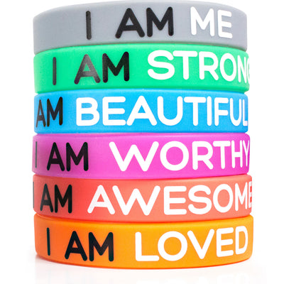 6-Piece Multicolor Inspirational Silicone Wristbands by Solza - Solza