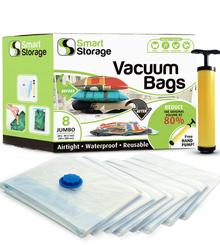 8 PC Space Saver Vacuum Bags (Jumbo) + Travel Pump by Smart Storage - Smart Storage