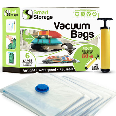 6 PC Space Saver Vacuum Bags (Large) + Travel Pump by Smart Storage - Smart Storage