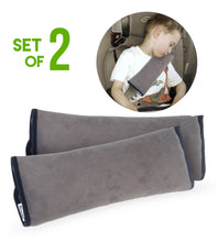 Load image into Gallery viewer, 2 PC Plush Seatbelt Pillow Covers for Adults &amp; Kids by Boxiki Travel - Boxiki Travel
