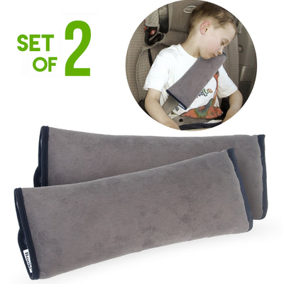 2 PC Plush Seatbelt Pillow Covers for Adults & Kids by Boxiki Travel - Boxiki Travel