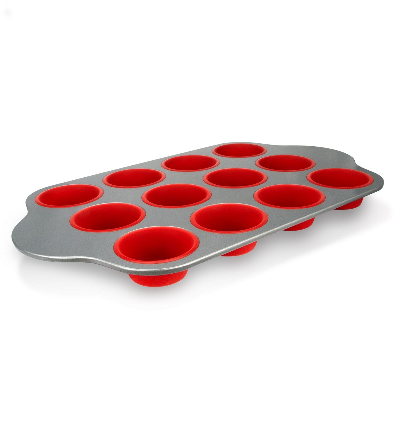 Silicone Muffin Pan with Steel Frame, 12 Cups Full Size , Professional Non-Stick Baking Molds by Boxiki Kitchen , FDA Approved BPA-Free Bakeware
