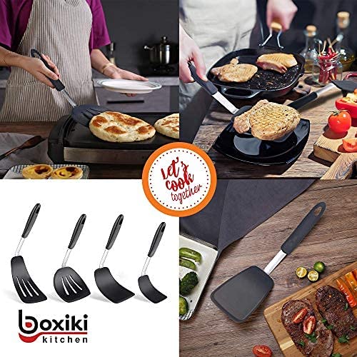 Flexible Extra Wide Pancake Spatula Silicone Turner Nonstick Cookware