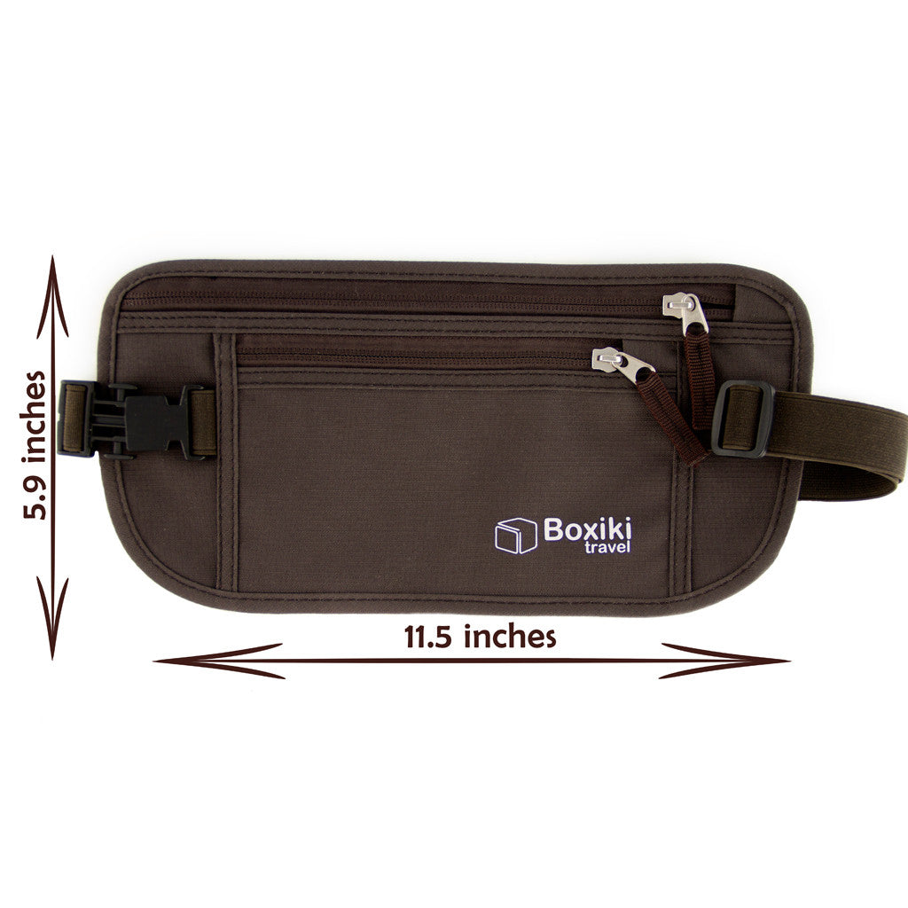 Boxiki Travel Money Belt - RFID Blocking Money Belt and Safe Waist Bag,  Secure Fanny Pack for Men and Women, Fits Passport, Wallet, Phone and  Personal