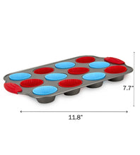 Load image into Gallery viewer, 12-Cup Mini Muffin Pan + Silicone Muffin Cup Liners by Boxiki Kitchen - Boxiki Kitchen
