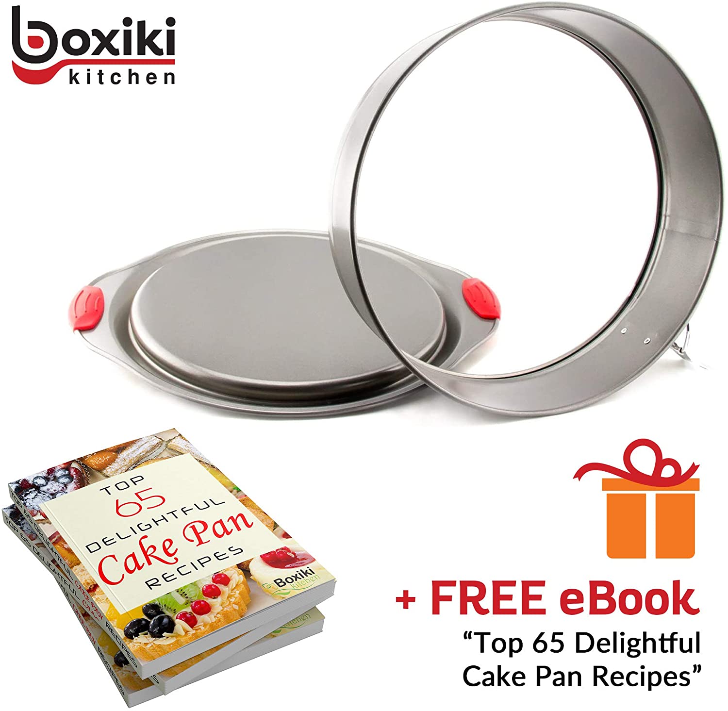 Boxiki Kitchen Premium Non-Stick Baking Set: 8x8 Square Baking Pan and 10  Inch Springform Pan with Silicone Handles