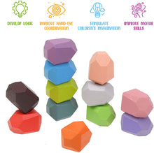 Load image into Gallery viewer, 24 Balancing Wooden Blocks for Toddlers Multicolored Stacking Stones Building Sensory Fun Educational Toy Motor Skills, Learning, Color and Shape Recognition Stocking Stuffers for Kids
