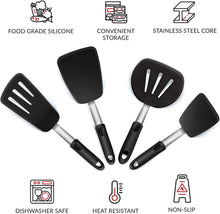 Load image into Gallery viewer, Silicone Rubber Spatula for Nonstick Cookware By Boxiki Kitchen - Cooking Utensils Egg Spatula, Pancake Spatula Utensils -BPA free Kitchen Utensil with Heat Resistant Silicone - Utensils Set of 4
