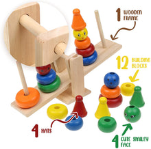 Load image into Gallery viewer, Wooden Rainbow Clown Stacking Toy
