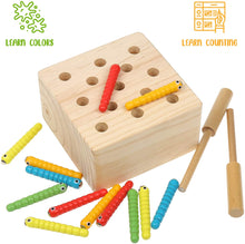 Load image into Gallery viewer, Boxiki kids Wooden Montessori Toys for Babies, Toddlers &amp; Kids, Fine Motor Skills, Magnetic Worm Game for 1 2 3 4 Years Old
