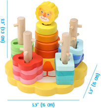 Load image into Gallery viewer, Boxiki kids 27 PCS Montessori Toys for 1 to 3 Year Old Boys Girls Toddlers, Wooden Shape Sorter &amp; Stacking Toys, Color Recognition Stacker, Baby Puzzles Gift
