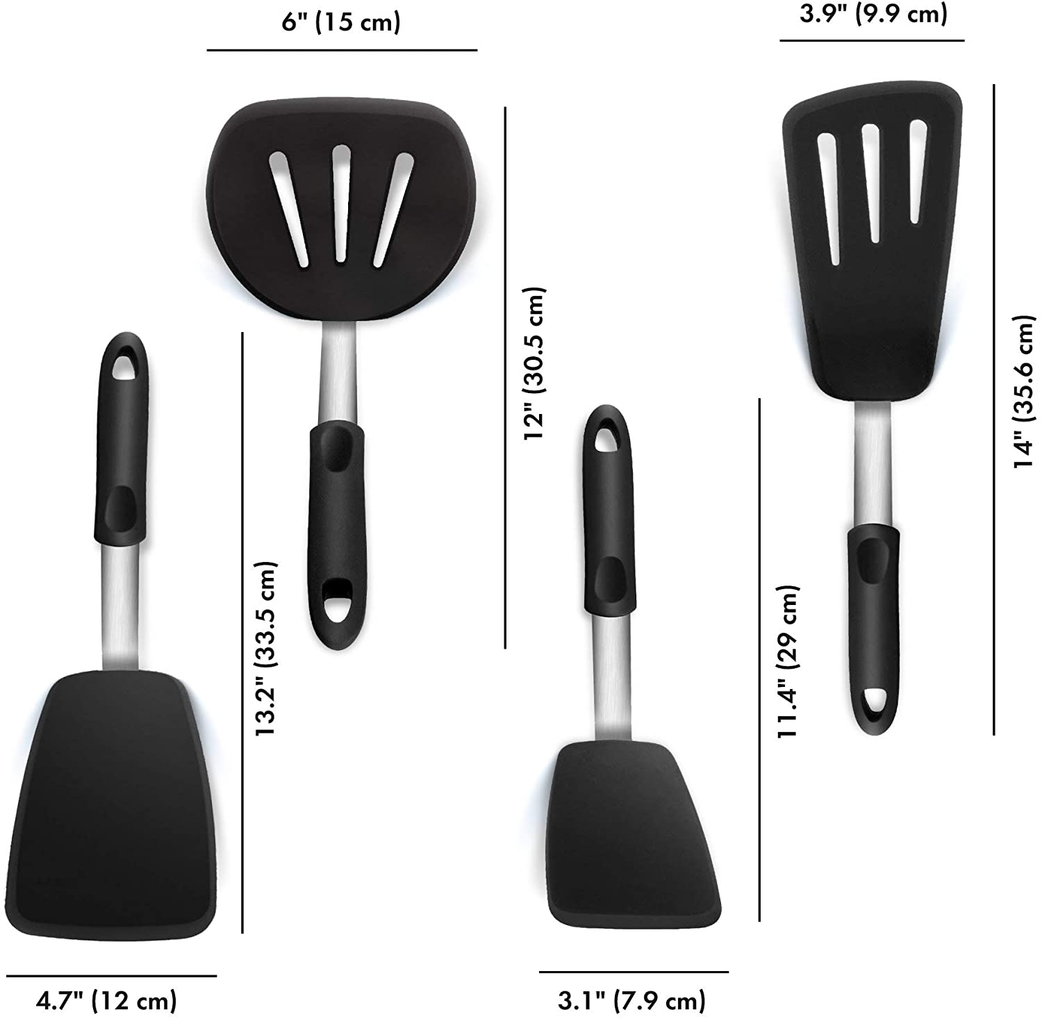 3pcs, Silicone Spatula Turner Set, Cooking Spatulas For Nonstick Cookware,  Large Flexible Kitchen Utensils BPA Free Rubber Spatula Set For Egg, Pancak
