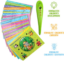 Load image into Gallery viewer, Boxiki kids Preschool Learning Toddler Flash Cards w/ 100 Quizzes, 50 Flashcards and a Smart Pen, Learn to Read Kids Toys for Brain Development, Educational and Learning Toys for 3 Year olds +
