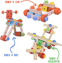 Load image into Gallery viewer, Boxiki Kids Building Blocks Wooden Toys - Educational Construction Kit &amp; Building Toys for Kids Ages 4-8 with 79 Pieces,Wooden Development and Learning Tools Toys
