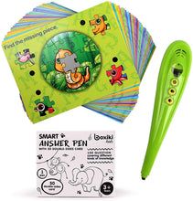 Load image into Gallery viewer, Boxiki kids Preschool Learning Toddler Flash Cards w/ 100 Quizzes, 50 Flashcards and a Smart Pen, Learn to Read Kids Toys for Brain Development, Educational and Learning Toys for 3 Year olds +
