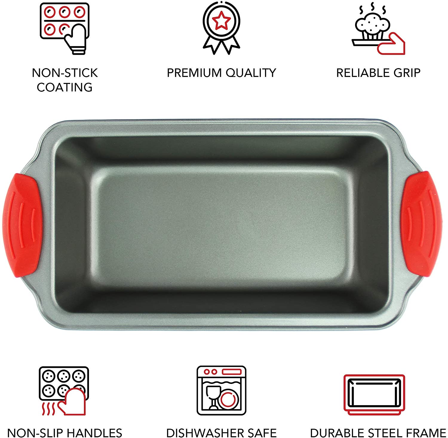 Meatloaf and Bread Pan | Gourmet Non-Stick Silicone Loaf Pan by Boxiki Kitchen | for Baking Banana Bread, Meat Loaf, Pound Cake | 8.5 FDA-Approved