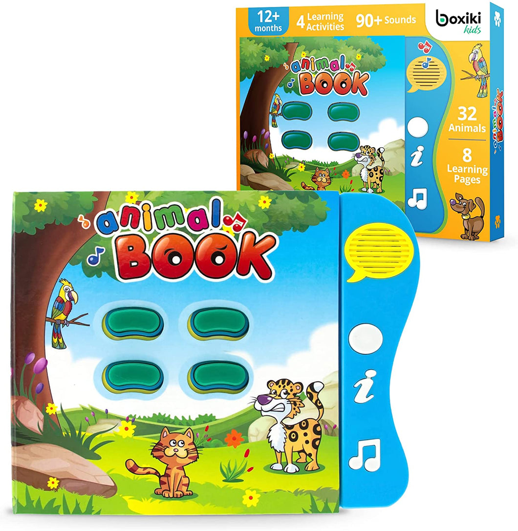 Boxiki kids Animal Sound Book for 1 Year Olds & Up - Toddlers Learning Toys with Animal Sounds and Games. Preschool Learning Toys & Interactive Books for Baby with Melodies & Light Up Buttons