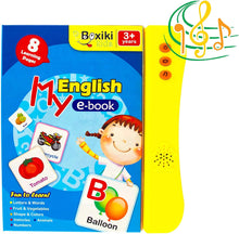 Load image into Gallery viewer, Boxiki kids ABC Sound Book for Children Interactive Toy with English Letters, Words and Shapes. Educational Toys for Toddlers, Learning Toys for 3 Years and Older
