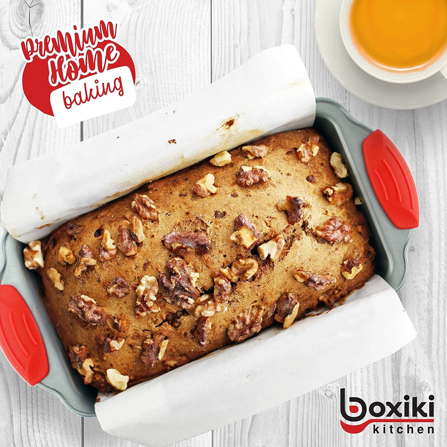 Boxiki Kitchen Non-Stick Silicone 8x8 Square Cake and Brownie Pan with Easy  Grip Steel Frame Handles - Easy to Release, Oven & Dishwasher Safe