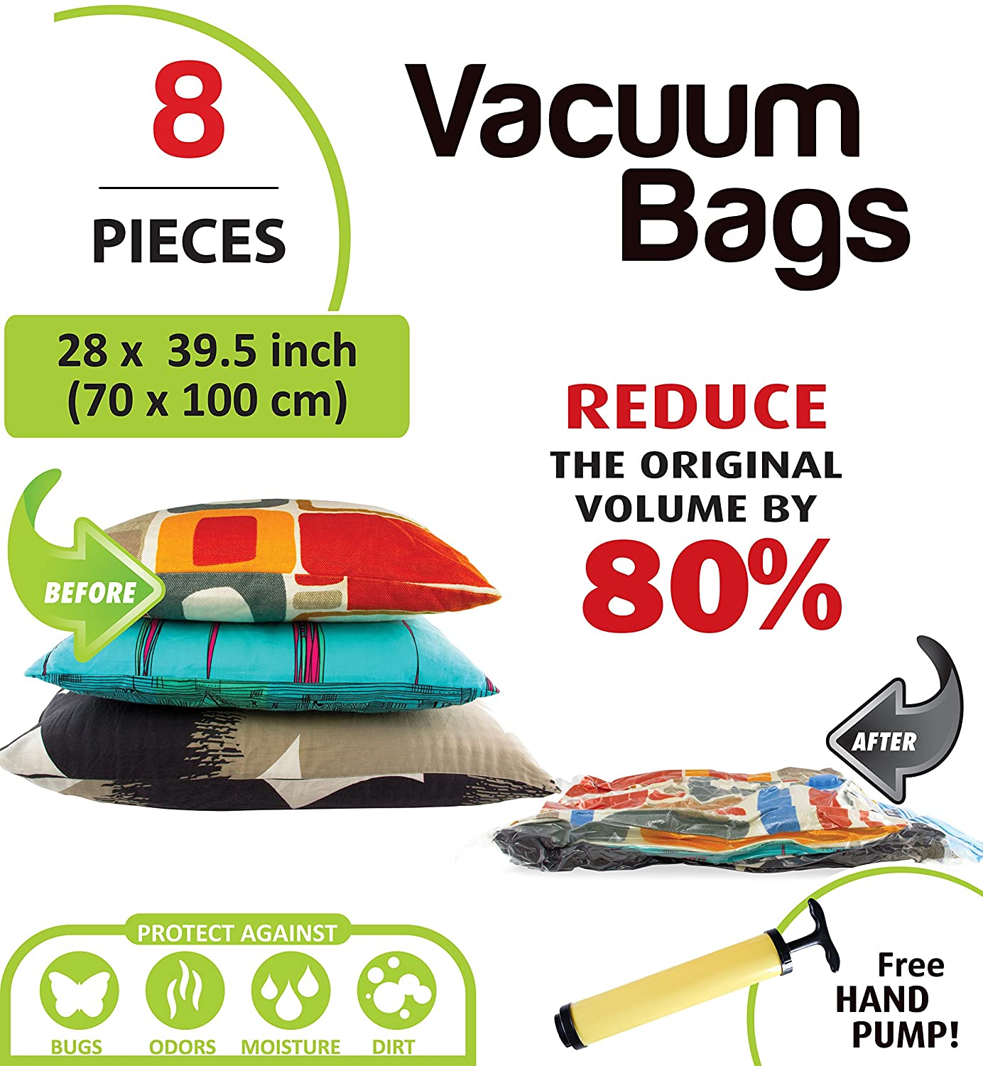Space Saver Vacuum Storage Bags, 8 Medium Vacuum Sealer Bags with