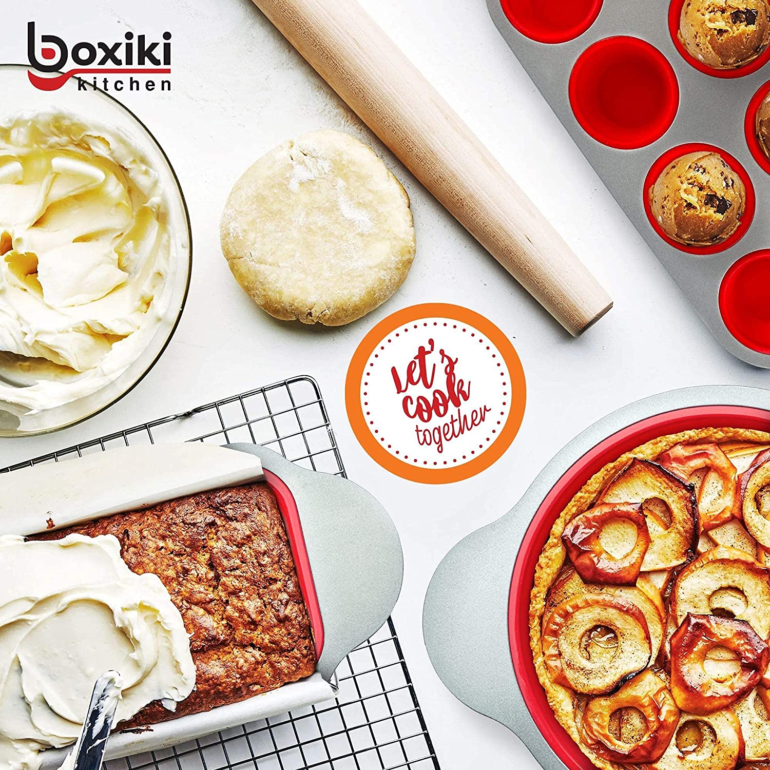Boxiki Kitchen Silicone Pound Cake Pan, Non-Stick Fluted Cake Pan with  Heavy Grade Steel Frame & Handles | Perfect Cake Molds for Baking Cake,  Jello