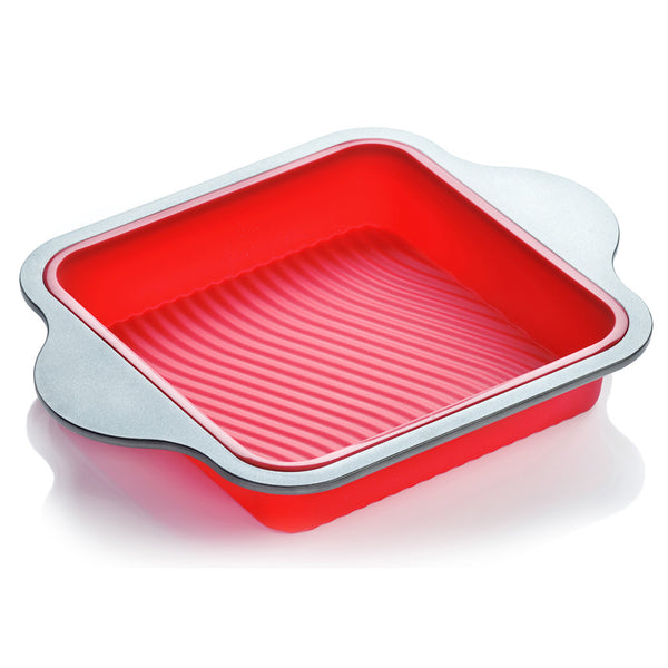 Lekue 8 Inch Square Silicone Cake Pan, Red