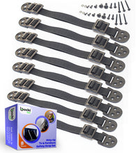 Load image into Gallery viewer, Furniture Straps - Anti Tip Strap for Baby Proofing &amp; Child Safety - 8 Pack of Adjustable Wall Straps and TV Straps - Fixings to Anchor Shelves &amp; Cabinets(Black)
