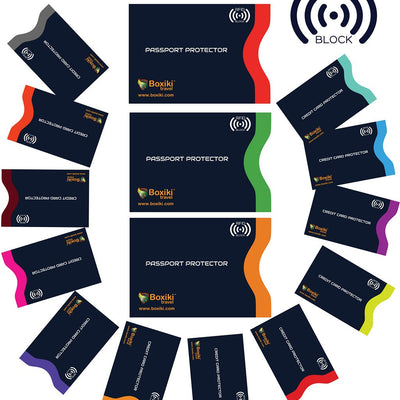 RFID Blocking Sleeves Anti-Theft 15 Set (Navy Blue) by Boxiki Travel - Boxiki Travel