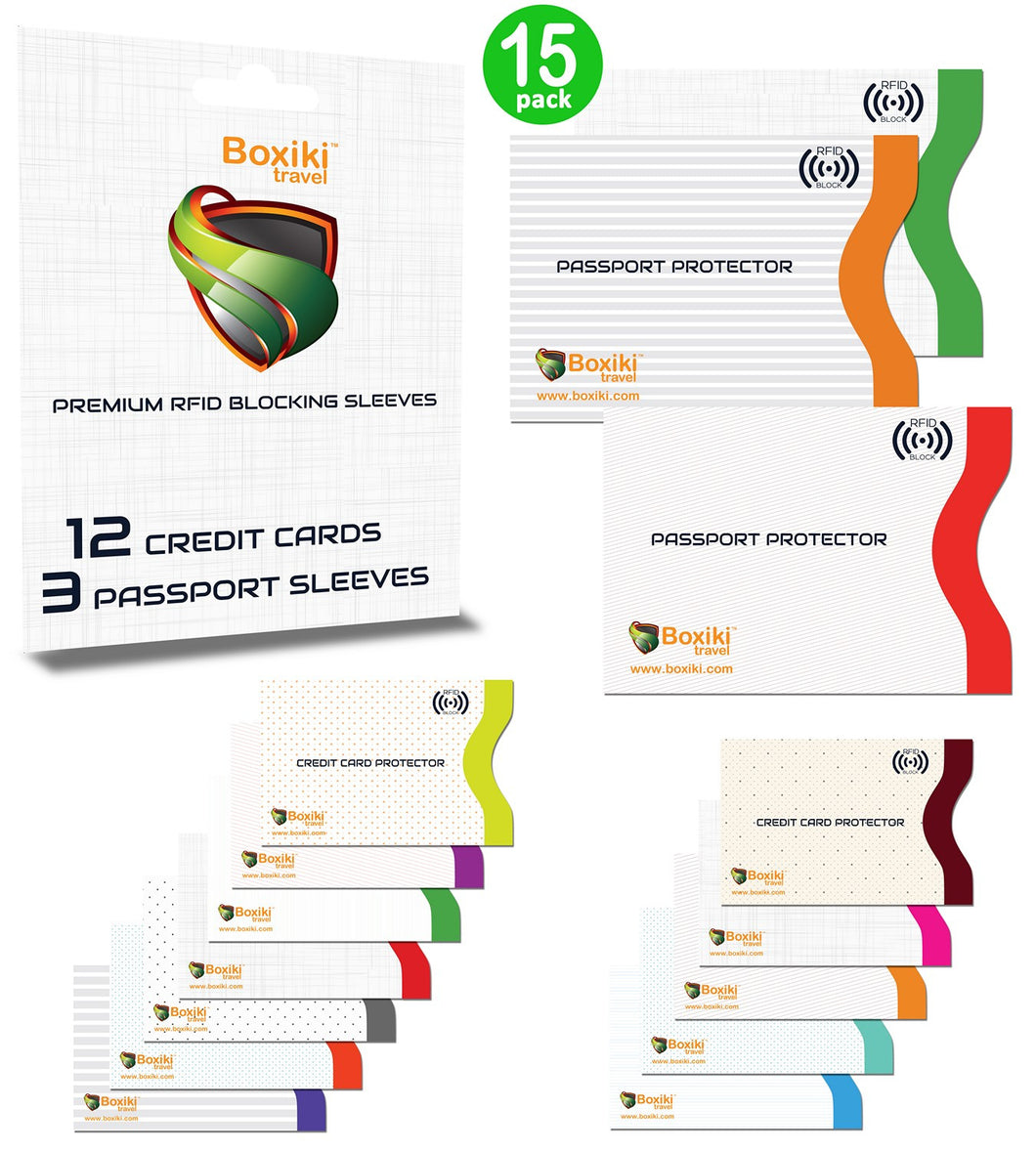 RFID Blocking Sleeves, Set With Color Coding. Identity Theft Prevention RFID Cre RFID Blocking Sleeves, Set With Color Coding. Identity Theft Prevention RFID Cre