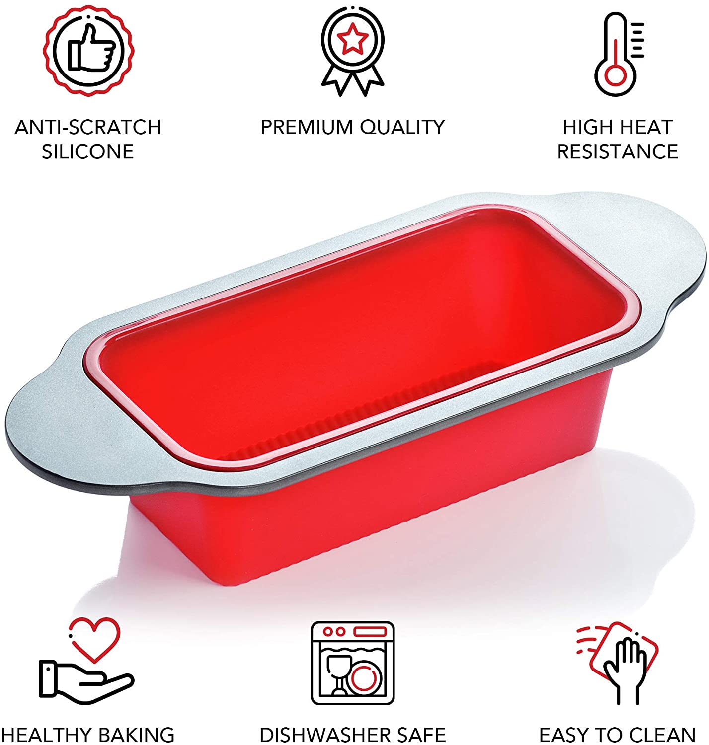 Walfos Silicone Loaf Pan - Non-Stick Silicone Bread Pan, Just PoP Out!  Perfect for Bread, Cake, Brownies, Meatloaf, BPA Free & Dishwasher Safe