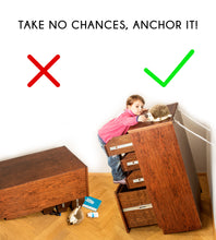 Load image into Gallery viewer, 8 PC Adjustable Anti-Tip Furniture Anchor Safety Straps by Boxiki Kids - Boxiki kids
