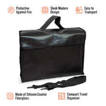 Load image into Gallery viewer, Boxiki Travel Fireproof Document Bag - Fire and Water Resistant Safe Storage Important Documents and Money Bag for Luggage, Passport, Cash, Jewelry (Large)
