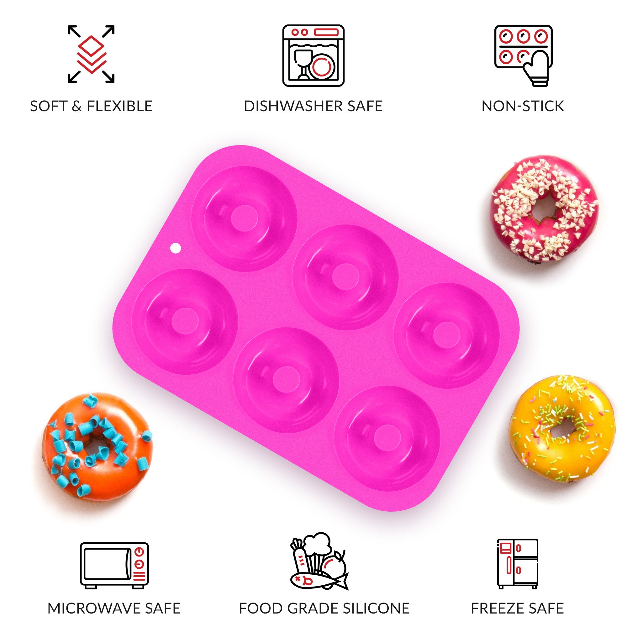 to Encounter 24Pack Silicone Molds, Nonstick 3 Inches Silicone Donut Mold, Silicone Baking Cups, Silicone Donut Pan, Muffin, Jello, Bagel Pan, Oven